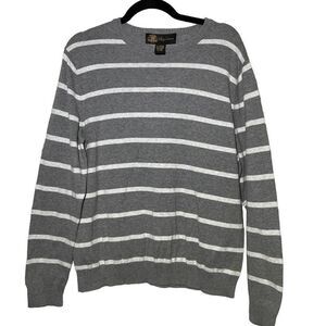 OLEG Cassini - MENS Cashmere and Cotton Blend Striped Sweater